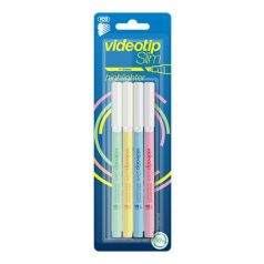   ICO Szövegkiemelő készlet, 1-3 mm, ICO "Videotip Slim", 4 különböző pasztell szín
