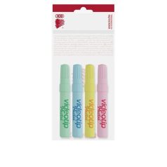   ICO Szövegkiemelő készlet, 1-4 mm, ICO "Videotip", 4 különböző pasztell szín