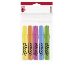   ICO Szövegkiemelő készlet, 1-4 mm, ICO "Videotip", 5 különböző szín