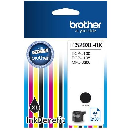BROTHER LC529XLB Tintapatron DCP-J100, J105 nyomtatóhoz, BROTHER, fekete, 2400 oldal