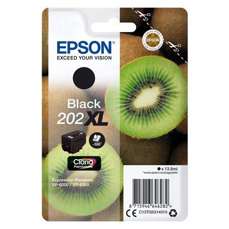 EPSON C13T02G14010 Tintapatron XP6000/6005 nyomtatókhoz, EPSON 202XL, fekete, 13,8 ml