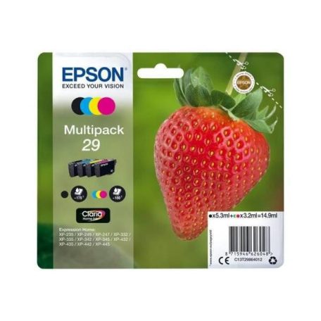 EPSON T29864012 Tintapatron multipack XP245 nyomtatóhoz, EPSON, b+c+m+y, 14,9ml