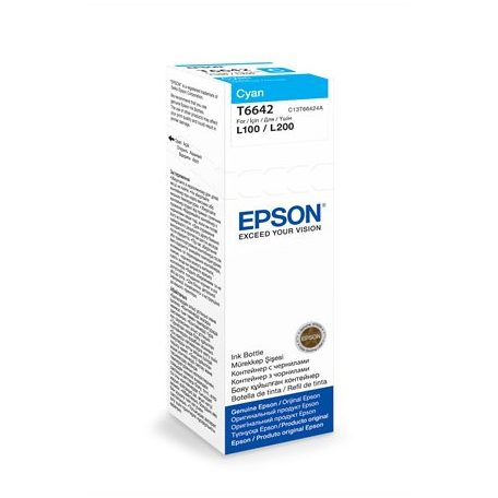 EPSON T66424A10 Tinta L100, 200mfp nyomtatókhoz, EPSON, cián, 70ml