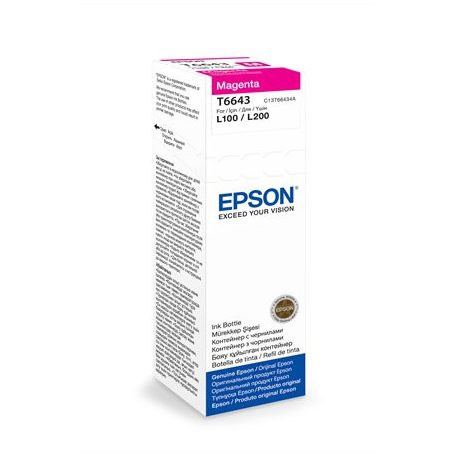 EPSON T66434A10 Tinta L100, 200mfp nyomtatókhoz, EPSON, magenta, 70ml