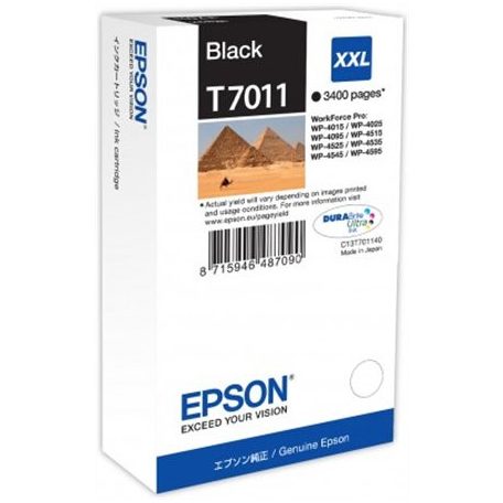 EPSON T70114010 Tintapatron Workforce Pro 4000, 4500 sorozat nyomtatókhoz, EPSON, fekete, 63,2 ml