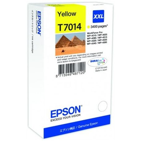 EPSON T70144010 Tintapatron Workforce Pro 4000, 4500 sorozat nyomtatókhoz, EPSON, sárga, 34,2 ml