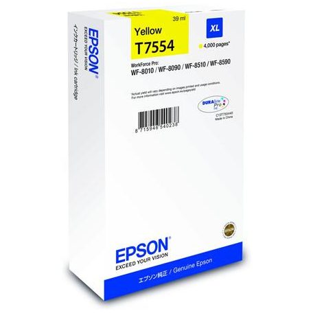 EPSON T755440 Tintapatron WF8590, 8510, 8090 nyomtatókhoz, EPSON, sárga, 39ml