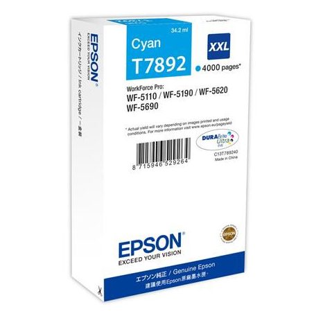 EPSON C13T789240 Tintapatron WF-5110DW, WF-5190DW nyomtatókhoz, EPSON, cián, 34,2ml