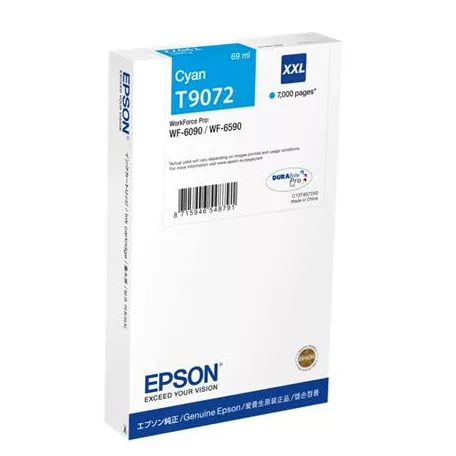 EPSON C13T907240 Tintapatron WF-6090, WF-6590 nyomtatókhoz, EPSON, cián, 7k