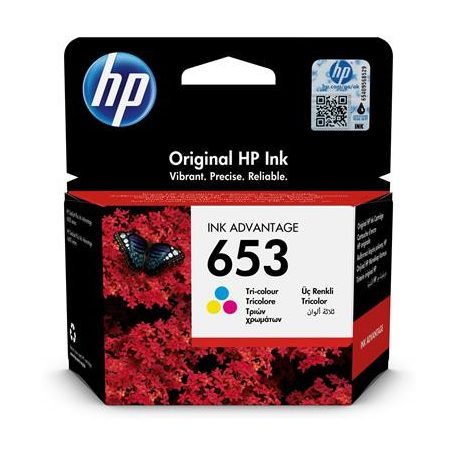 HP 3YM74AE Tintapatron DeskJet Plus Ink Advantage 6075 All-in-One nyomtatóhoz, HP 653, c+m+y, 200 oldal