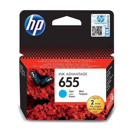HP CZ110E Tintapatron Deskjet Ink Advantage 3520 sorozat nyomtatókhoz, HP 655, cián, 600 oldal