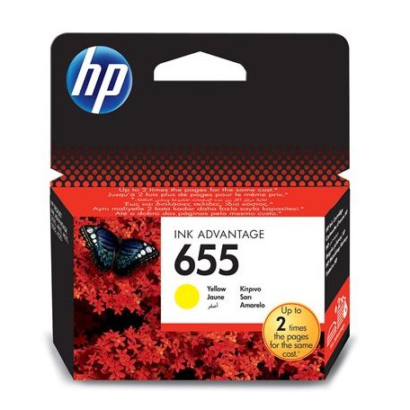 HP CZ112E Tintapatron Deskjet Ink Advantage 3520 sor nyomtatókhoz, HP 655, sárga, 600 oldal