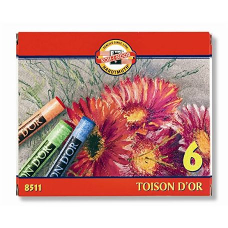 KOH-I-NOOR Porpasztell-kréta, puha, KOH-I-NOOR "Toison 8511/6", 6 különböző szín