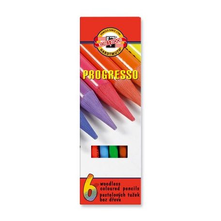 KOH-I-NOOR Színes ceruza készlet, henger alakú, famentes, KOH-I-NOOR "Progresso 8755/6", 6 különböző szín