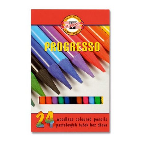KOH-I-NOOR Színes ceruza készlet, henger alakú, famentes, KOH-I-NOOR "Progresso 8758/24", 24 különböző szín