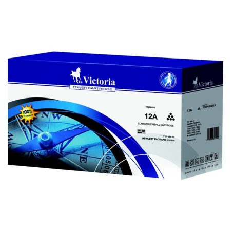 VICTORIA TECHNOLOGY Q2612A Lézertoner LaserJet 1010, 1012, 1015 nyomtatókhoz, VICTORIA TECHNOLOGY 12A, fekete, 3k