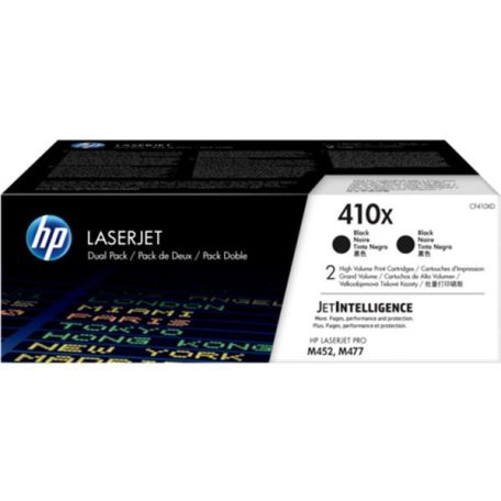 HP CF410XD Lézertoner Color LaserJet Pro M452, M477 nyomtatókhoz, HP 410X, fekete, 2*6,5k