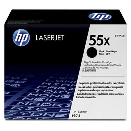 HP CE255X Lézertoner LaserJet P3015 nyomtatóhoz, HP 55X, fekete, 12,5k