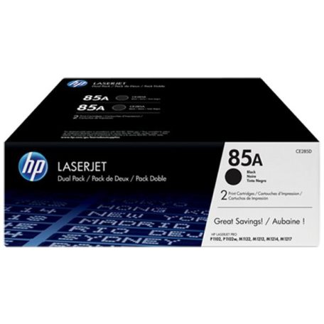 HP CE285AD Lézertoner LaserJet P1102 nyomtatóhoz, HP 85A, fekete, 2*1,6k