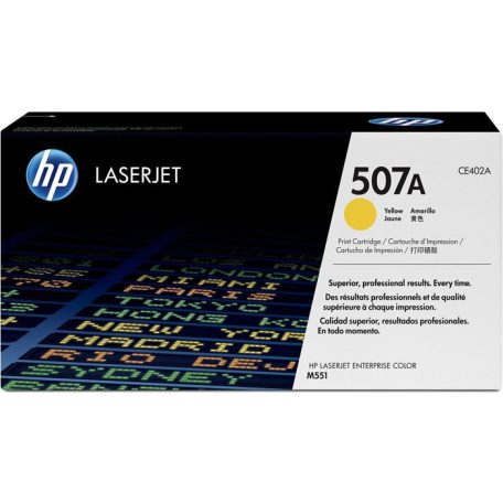 HP CE402A Lézertoner LaserJet M551 nyomtatóhoz, HP 507A, sárga, 6k