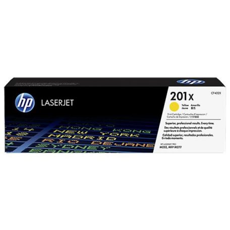 HP CF402X Lézertoner Color LaserJet Pro M252,M277 nyomtatóhoz, HP 201X, sárga, 2,3k