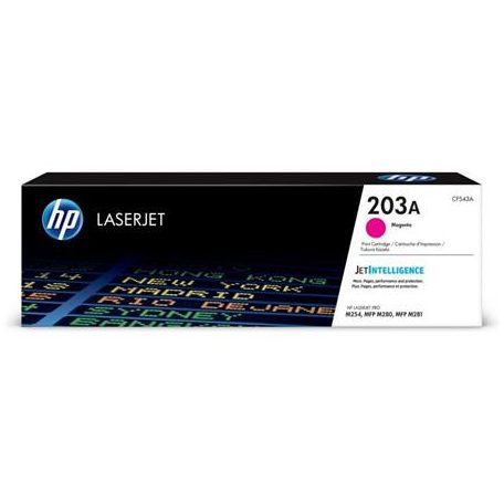 HP CF543A Lézertoner HP ColorLaserJet Pro MFP M280nw, MFP M281fdn, MFP M281fdw nyomtatókhoz, HP 203A, magenta, 1,3k