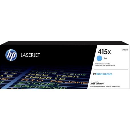 HP W2031X Lézertoner Color LaserJet Pro M454, MFP M479 nyomtatókhoz, HP 415X, cián, 6k
