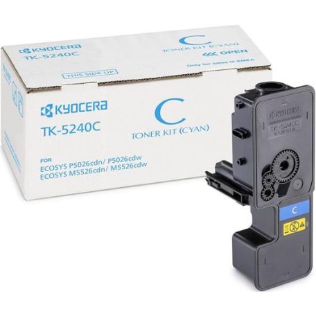 KYOCERA TK5240 Lézertoner M5526CDN, 5526CDW, P5026CDN, 5026CDW nyomtatókhoz, KYOCERA, cián, 3k