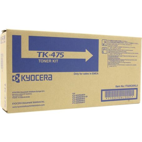 KYOCERA TK475 Lézertoner FS 6025MFP, 6030MFP nyomtatókhoz, KYOCERA, fekete, 15k