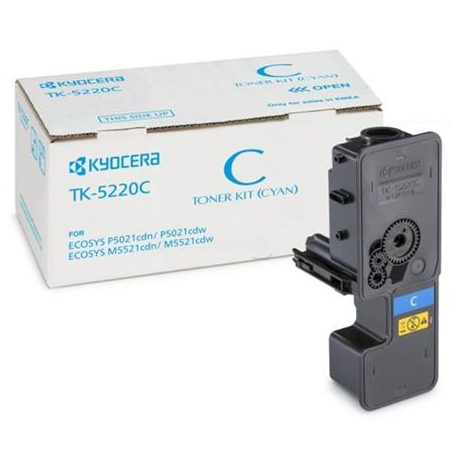 KYOCERA TK5220C Lézertoner P5021cdn, P5021cdw, M5521cdn, M5521cdw nyomtatókhoz, KYOCERA, cián, 1,2k