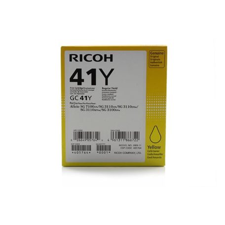 RICOH 405764 Gélpatron SG 3100SNw, SG 7100DN nyomtatókhoz, RICOH Type GC41Y, sárga, 2,2k