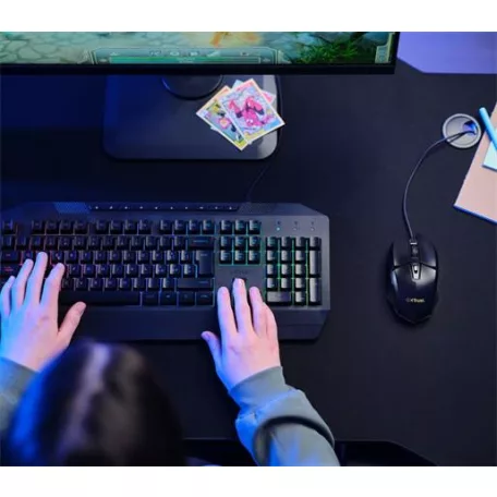 TRUST Egér, vezetékes, optikai, gaming, LED, TRUST "GXT109 Felox", fekete