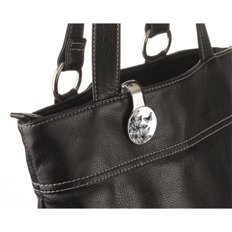 TROIKA Táskatartó kampó, TROIKA, "Black flowers"