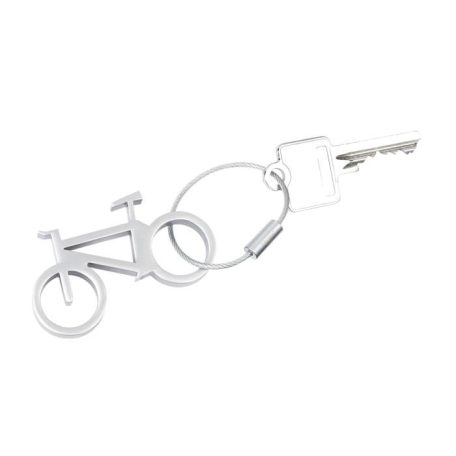 TROIKA Kulcstartó, sörnyitóval, kerékpár, alumínium, TROIKA, "Bicycle", ezüst