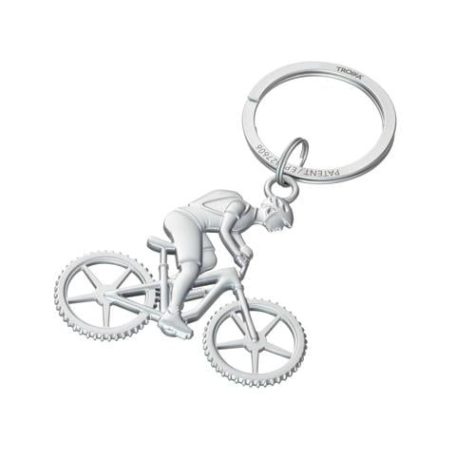 TROIKA Kulcstartó, kerékpáros, fém, TROIKA, "Mountain bike", ezüst