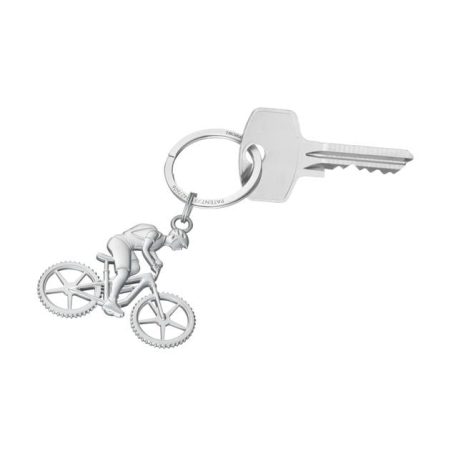 TROIKA Kulcstartó, kerékpáros, fém, TROIKA, "Mountain bike", ezüst