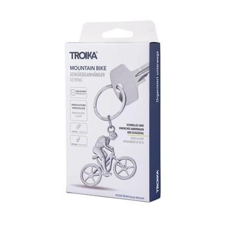TROIKA Kulcstartó, kerékpáros, fém, TROIKA, "Mountain bike", ezüst