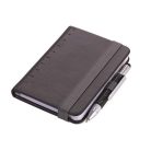 TROIKA Jegyzetfüzet, exkluzív, A7, pontrácsos, 64 lap, keményfedeles, fekete golyóstollal, TROIKA "Lilipad+Liliput", fekete