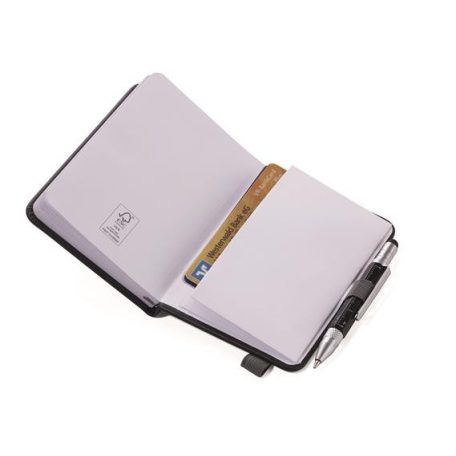 TROIKA Jegyzetfüzet, exkluzív, A7, pontrácsos, 64 lap, keményfedeles, fekete golyóstollal, TROIKA "Lilipad+Liliput", fekete