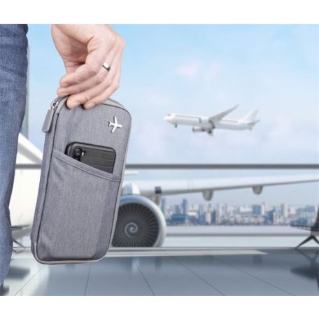 TROIKA Dokumentumtároló, utazáshoz, RFID védelemmel, TROIKA "Safe flight", szürke