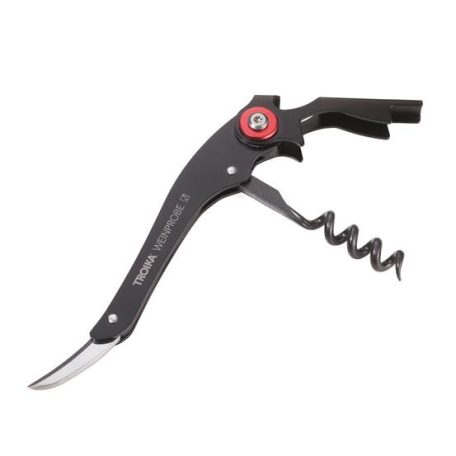 TROIKA Bornyitó szett, kés, vákuumozó dugó, TROIKA, fekete-piros