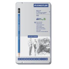   STAEDTLER Grafitceruza készlet, fém doboz, hatszögletű, STAEDTLER "Mars Lumograph 100", 12 különböző keménység