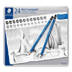   STAEDTLER Grafitceruza készlet, fém doboz, hatszögletű, STAEDTLER "Mars® Lumograph® 100", 24 különböző keménység