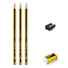   STAEDTLER Grafitceruza, HB, hatszögletű, hegyezővel és radírral, STAEDTLER "Noris"
