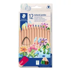  STAEDTLER Színes ceruza készlet, háromszögletű, vastag, STAEDTLER "Noris® natural jumbo 1280N", 12 szín