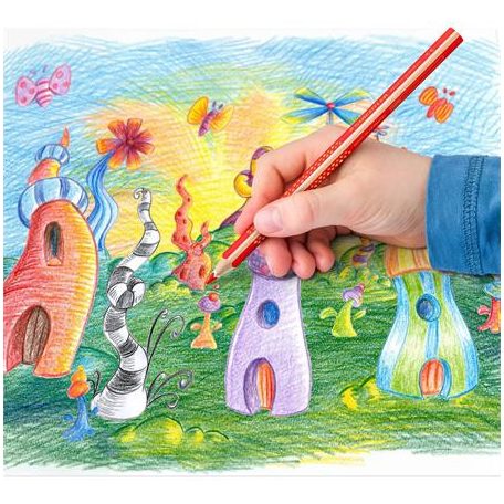 STAEDTLER Színes ceruza készlet, háromszögletű, vastag, hegyezővel, STAEDTLER "Noris® Jumbo 128", 10+2 különböző szín