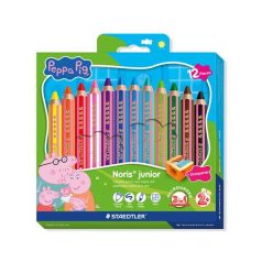   STAEDTLER Színes ceruza készlet, hatszögletű, jumbo, STAEDTLER „Noris® junior 140", Peppa malac, 12 szín