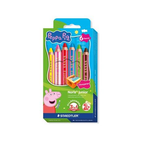 STAEDTLER Színes ceruza készlet, hatszögletű, jumbo, STAEDTLER „Noris® junior 140", Peppa malac, 6 szín