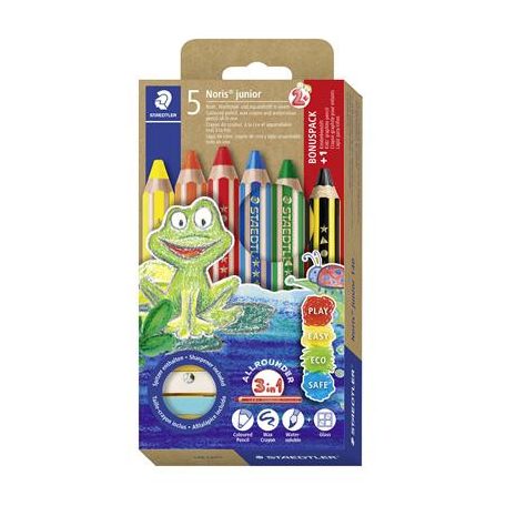 STAEDTLER Színes ceruza készlet, grafitceruzával, hegyezővel,  jumbo, STAEDTLER "Noris® junior 140", 5+1 szín