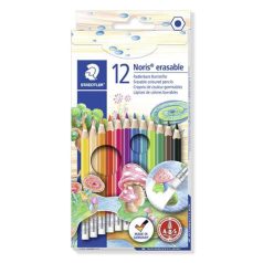   STAEDTLER Színes ceruza készlet radírral, hatszögletű, STAEDTLER "Noris Club", 12 különböző szín